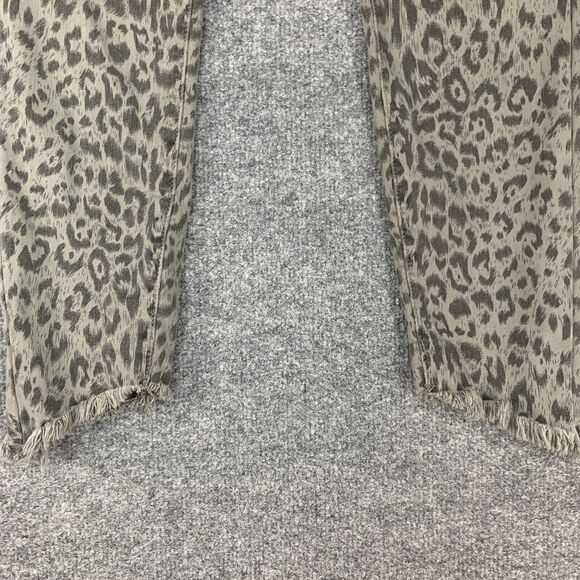 KanCan Animal Print Pants Womens 25 Gray Raw Slant Hem Mid Rise Stretch Pockets - Picture 5 of 13